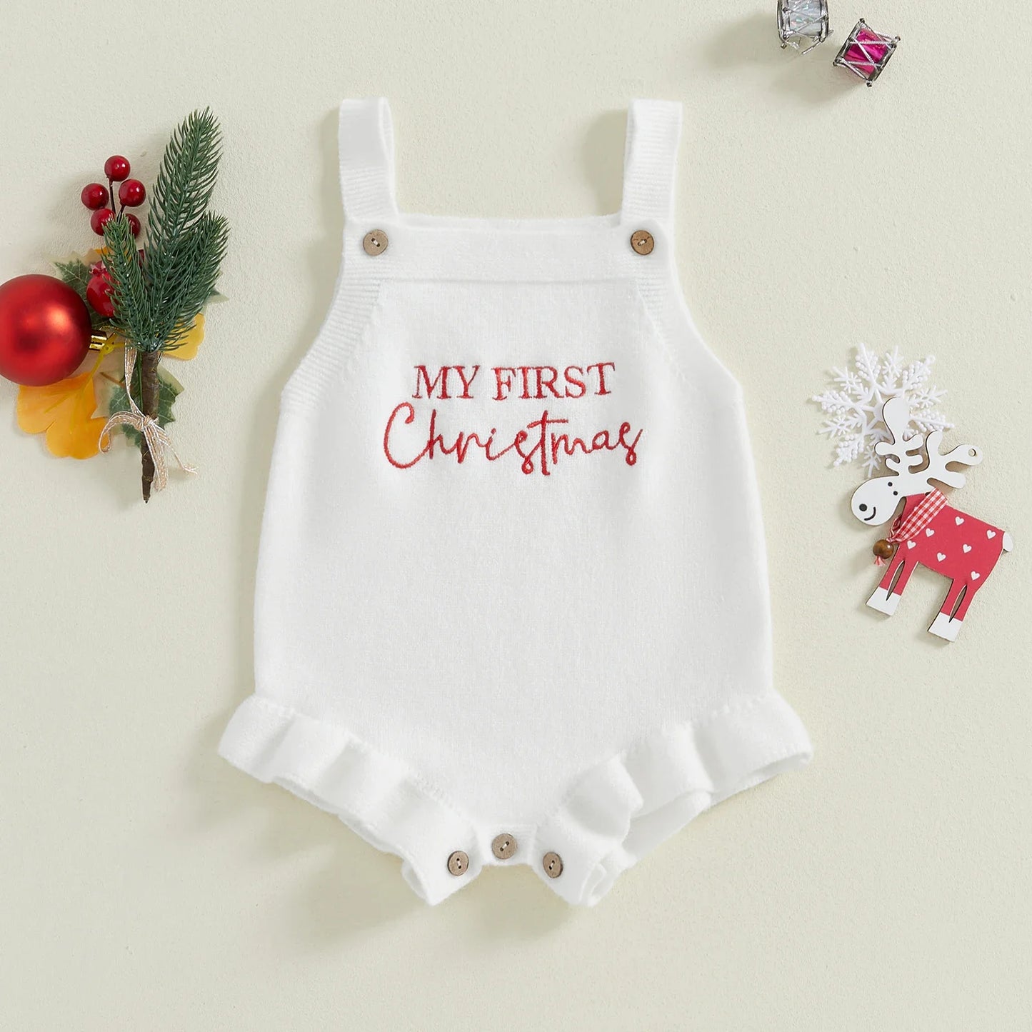 My First Christmas Knit Romper