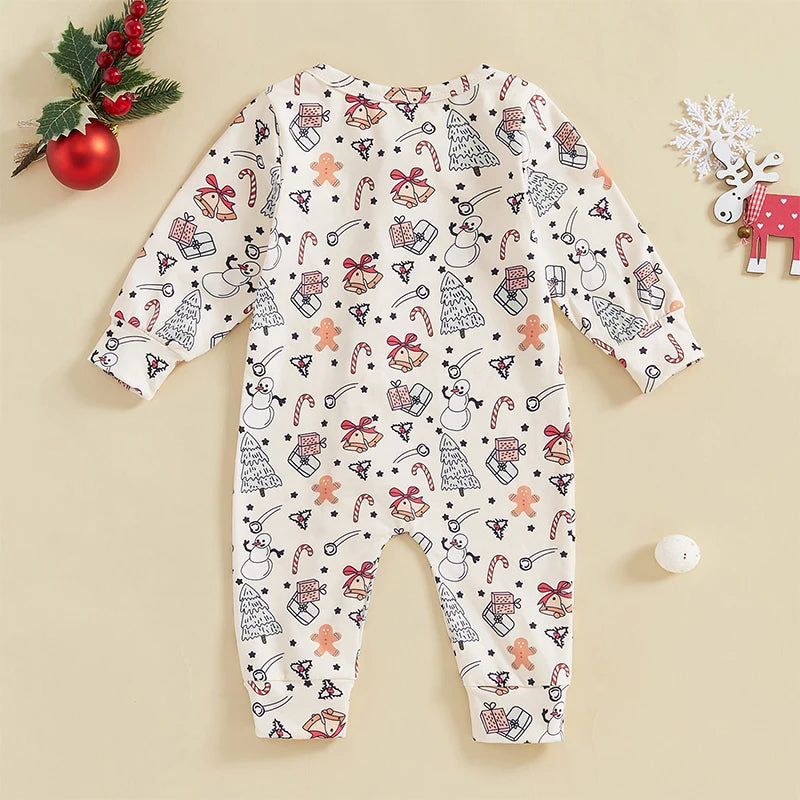 Christmas Print Zip Up Onesie