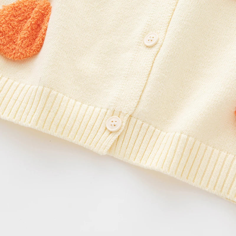 Orange Pattern Knit Cardigan