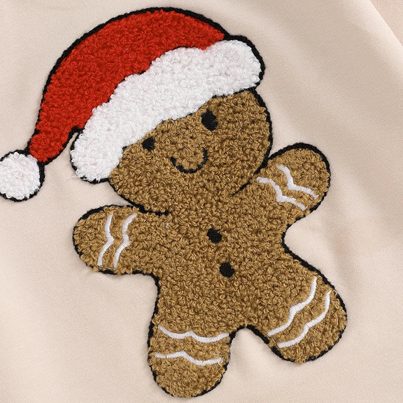 Gingerbread Embroidery Sweatshirt Romper