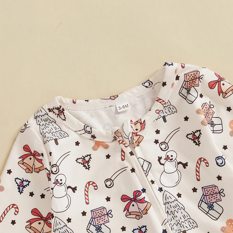 Christmas Print Zip Up Onesie